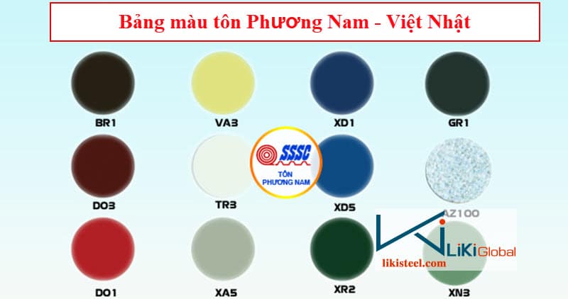 Bảng màu tôn Phương Nam