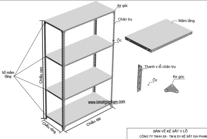 Cấu tạo kệ thép v lỗ