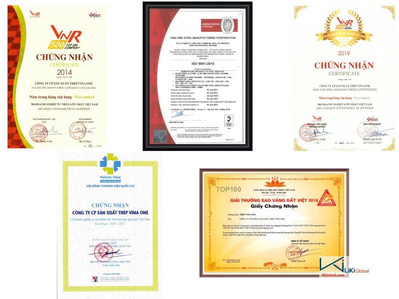 Chứng nhận chất lượng tôn VinaOne