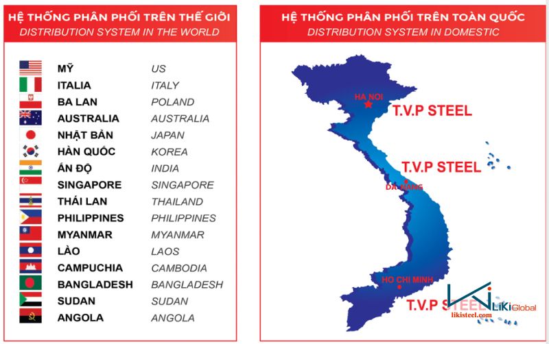 Tôn TVP được phân phối rộng khắp cả nước và xuất khẩu sang nước ngoài